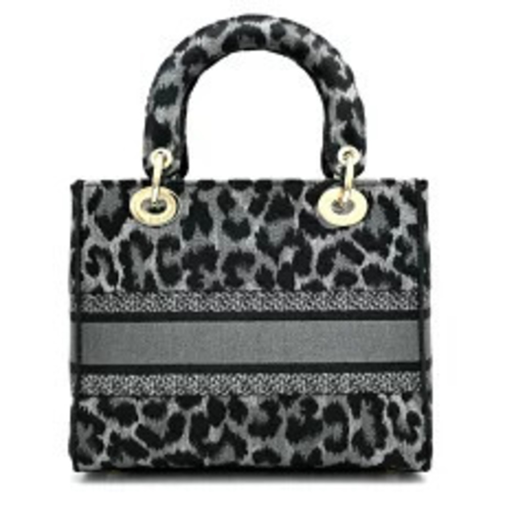 Dior Lite Canvas Lady  Animal Handbag Christian Black